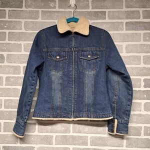 Steve & Barry's Women's Denim Sherpa Lined Jacket Full zipper size small